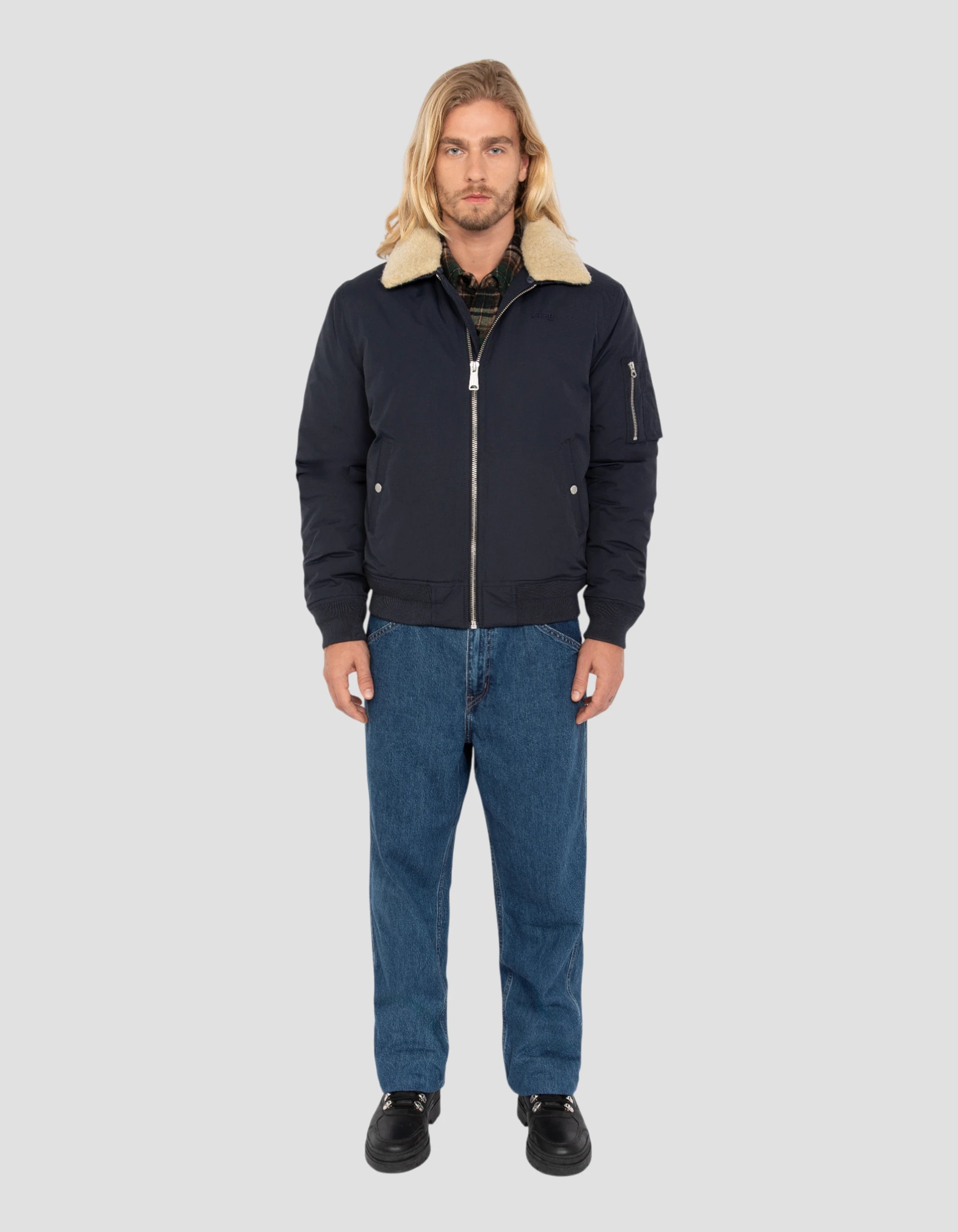 Chaqueta del ejército azul marino y beige-1