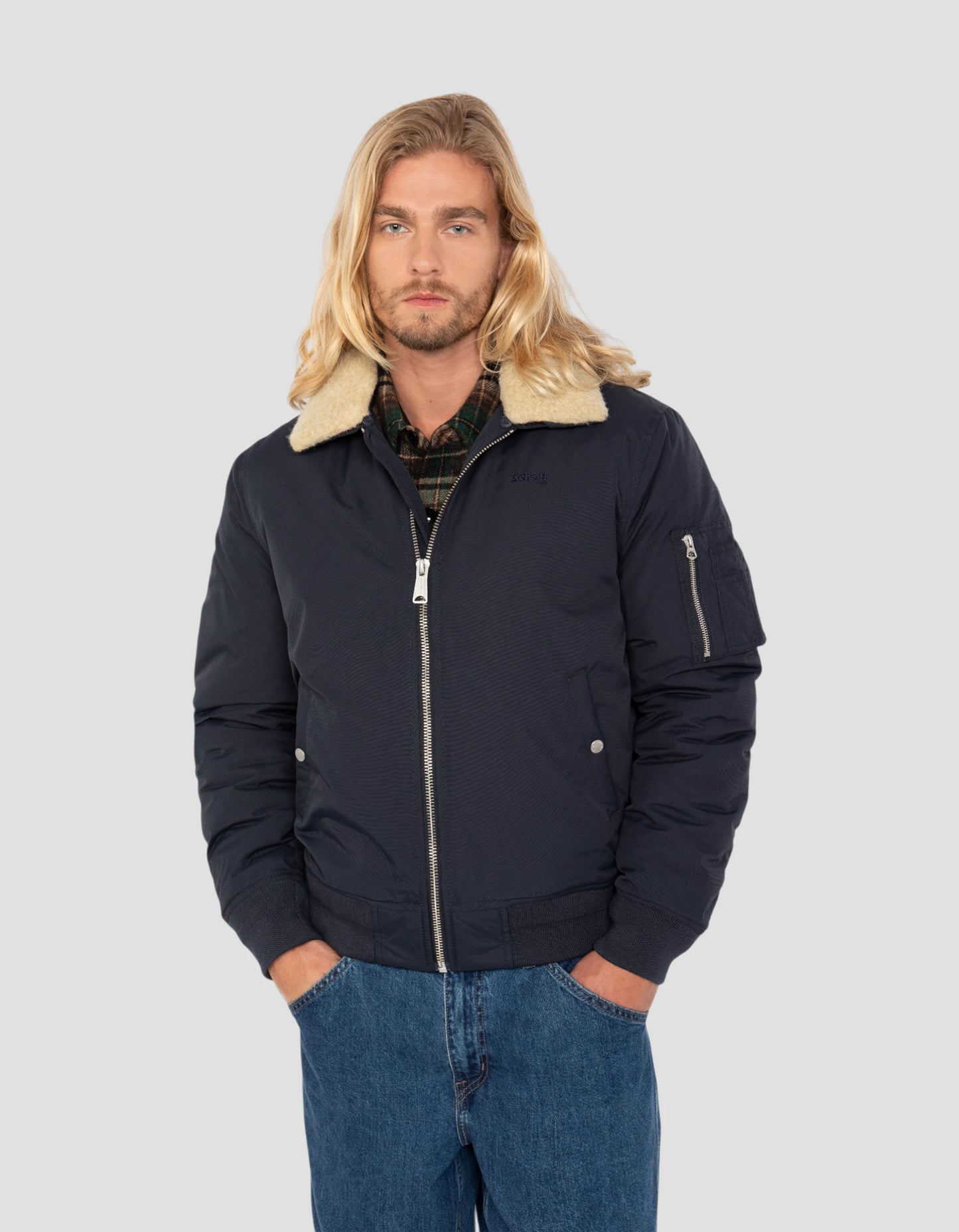 Chaqueta del ejército azul marino y beige