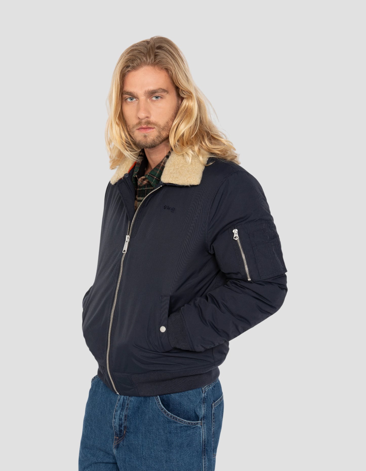 Chaqueta del ejército azul marino y beige