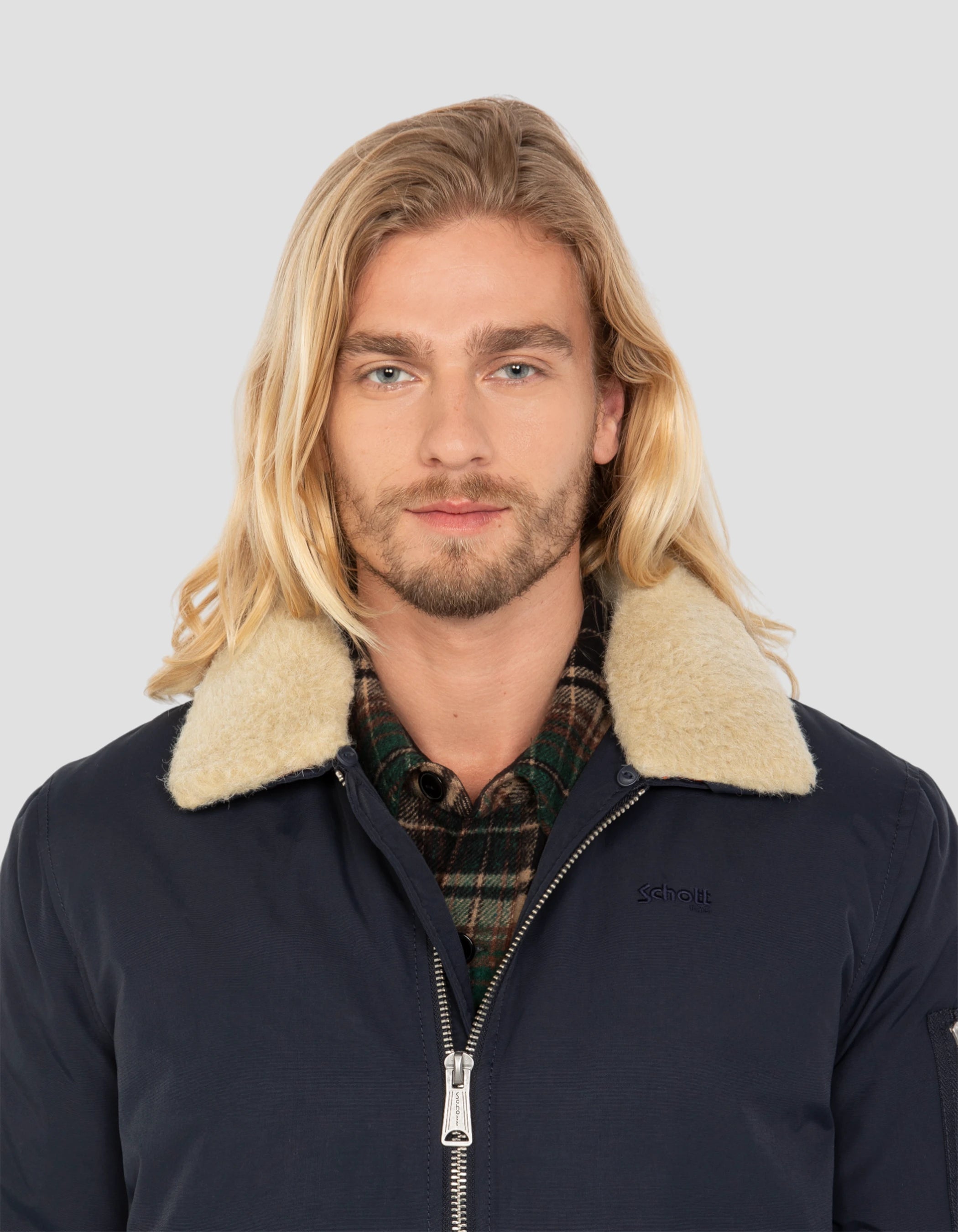 Chaqueta del ejército azul marino y beige-5