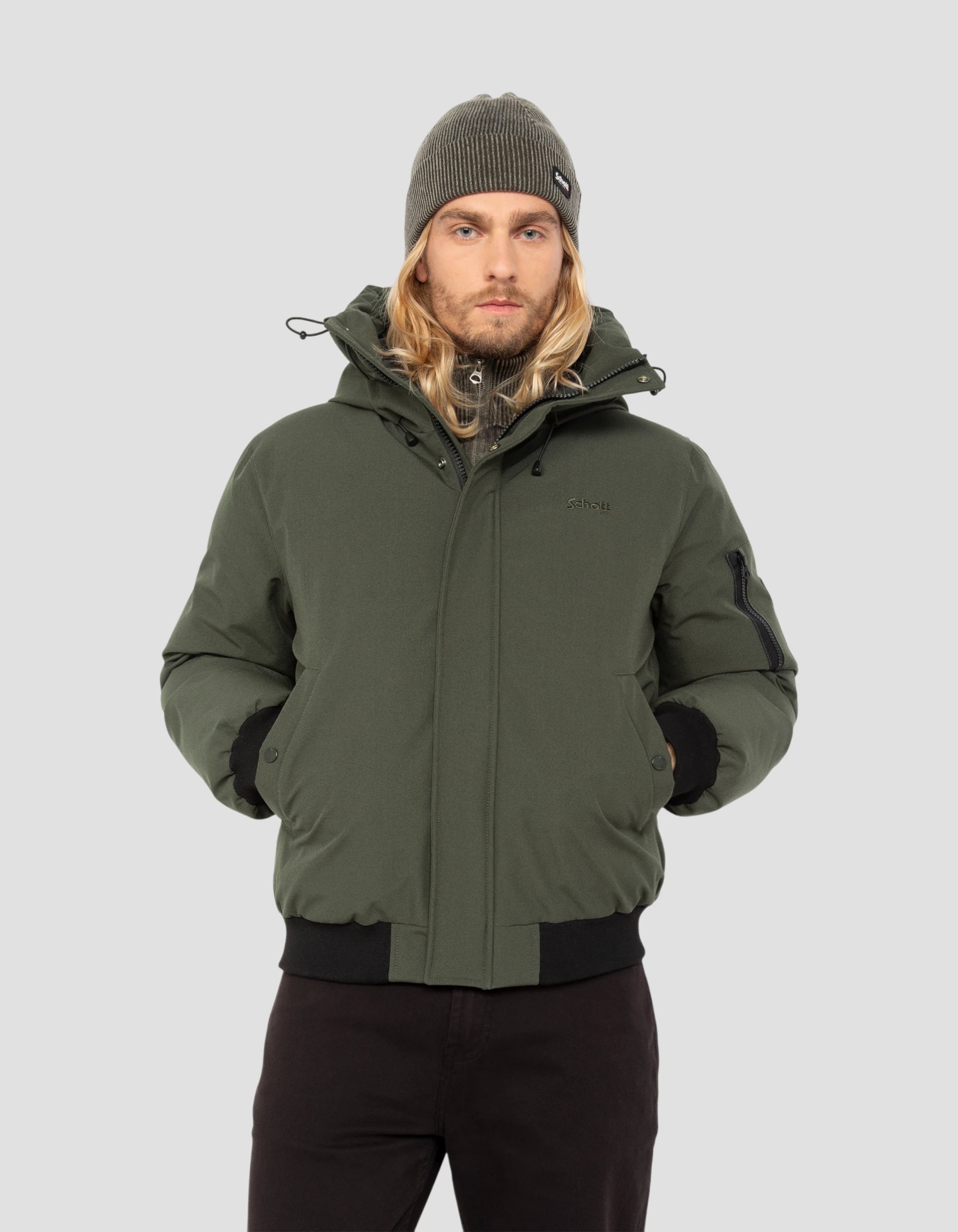 Chaqueta de color caqui con capucha-3