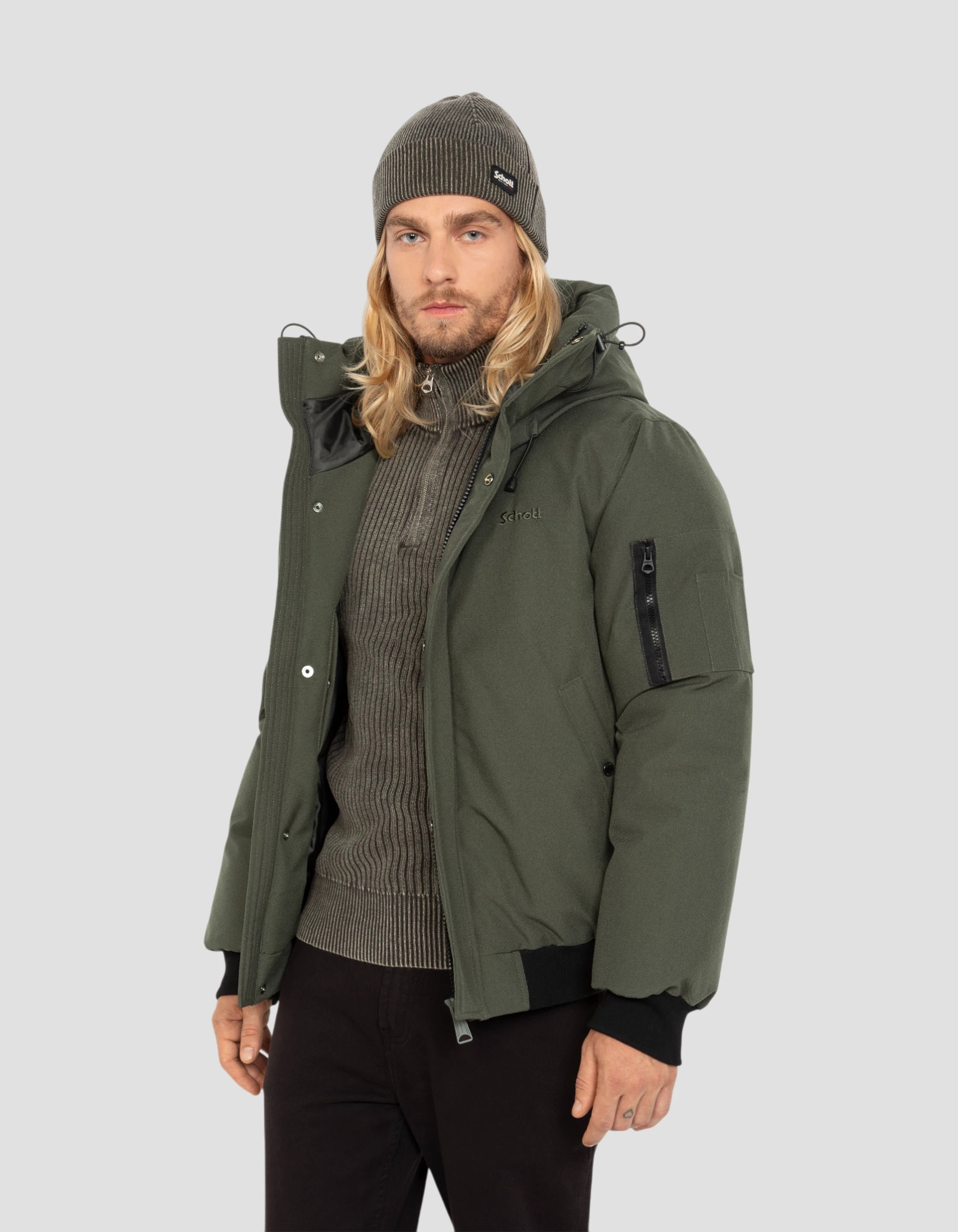 Chaqueta de color caqui con capucha-5