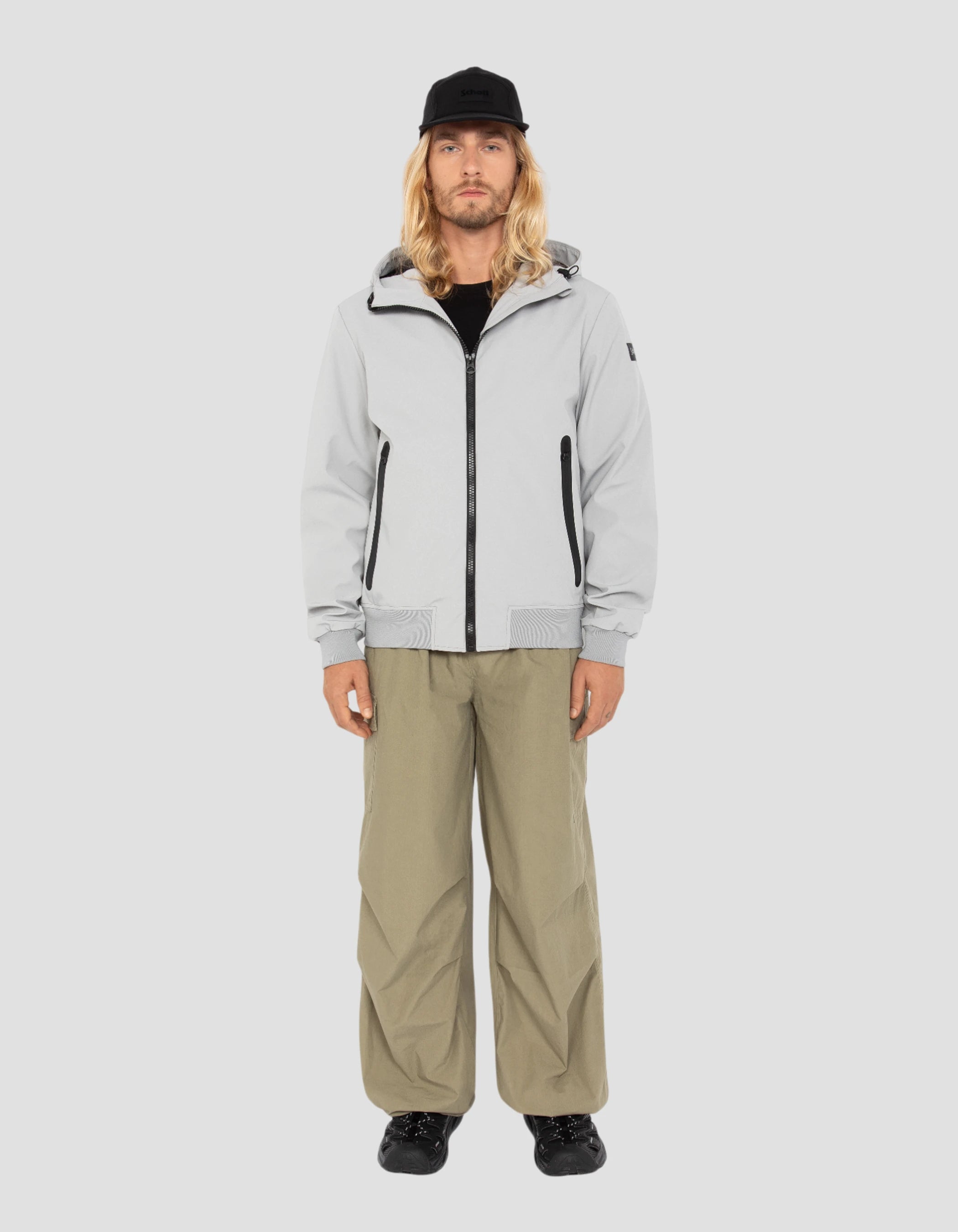 Capucha urbana de chaqueta gris de acero-1