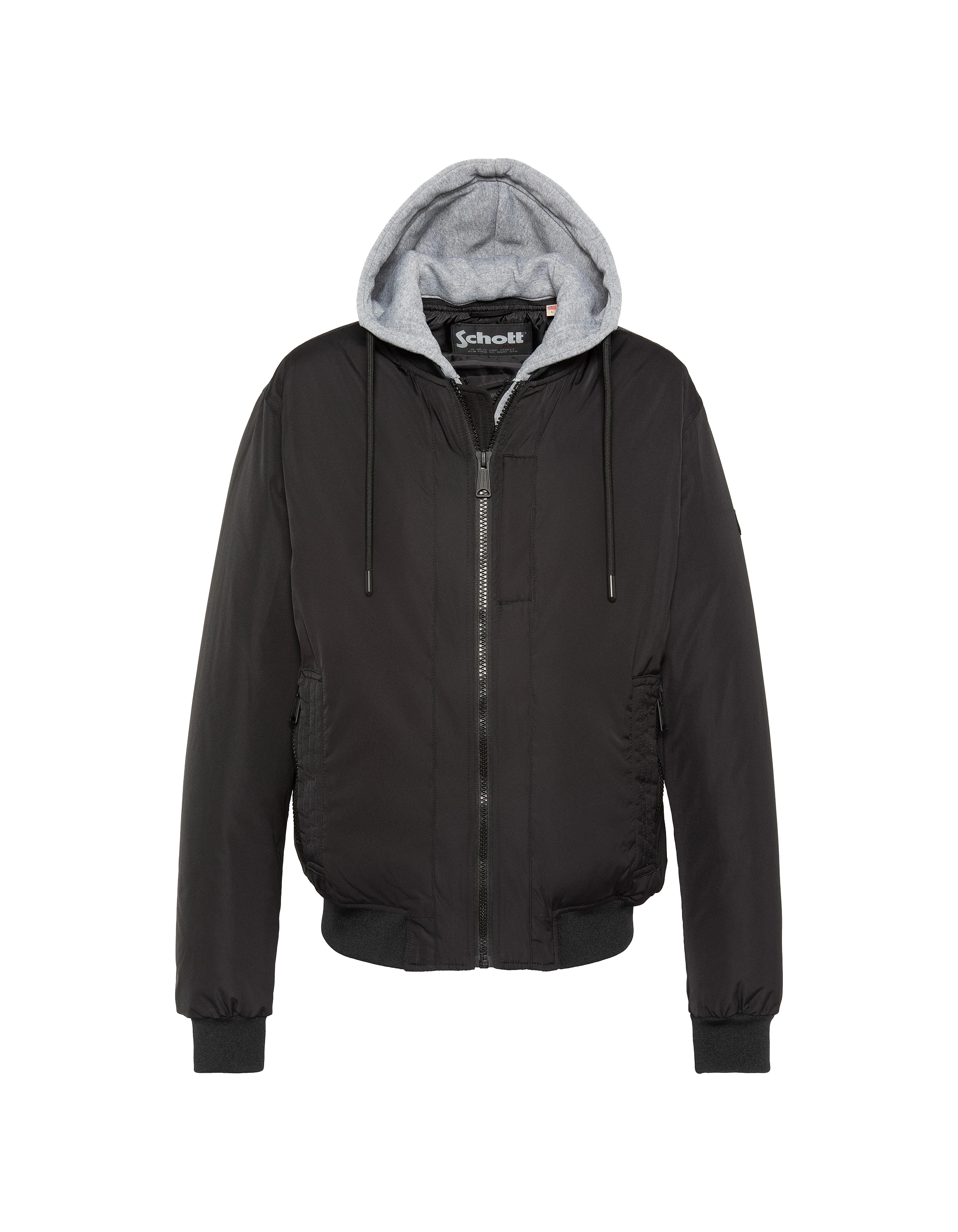 Chaqueta negra con capucha con Plastron extraíble-2