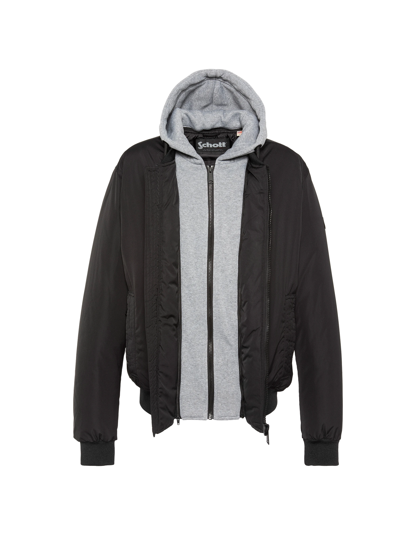 Chaqueta negra con capucha con Plastron extraíble