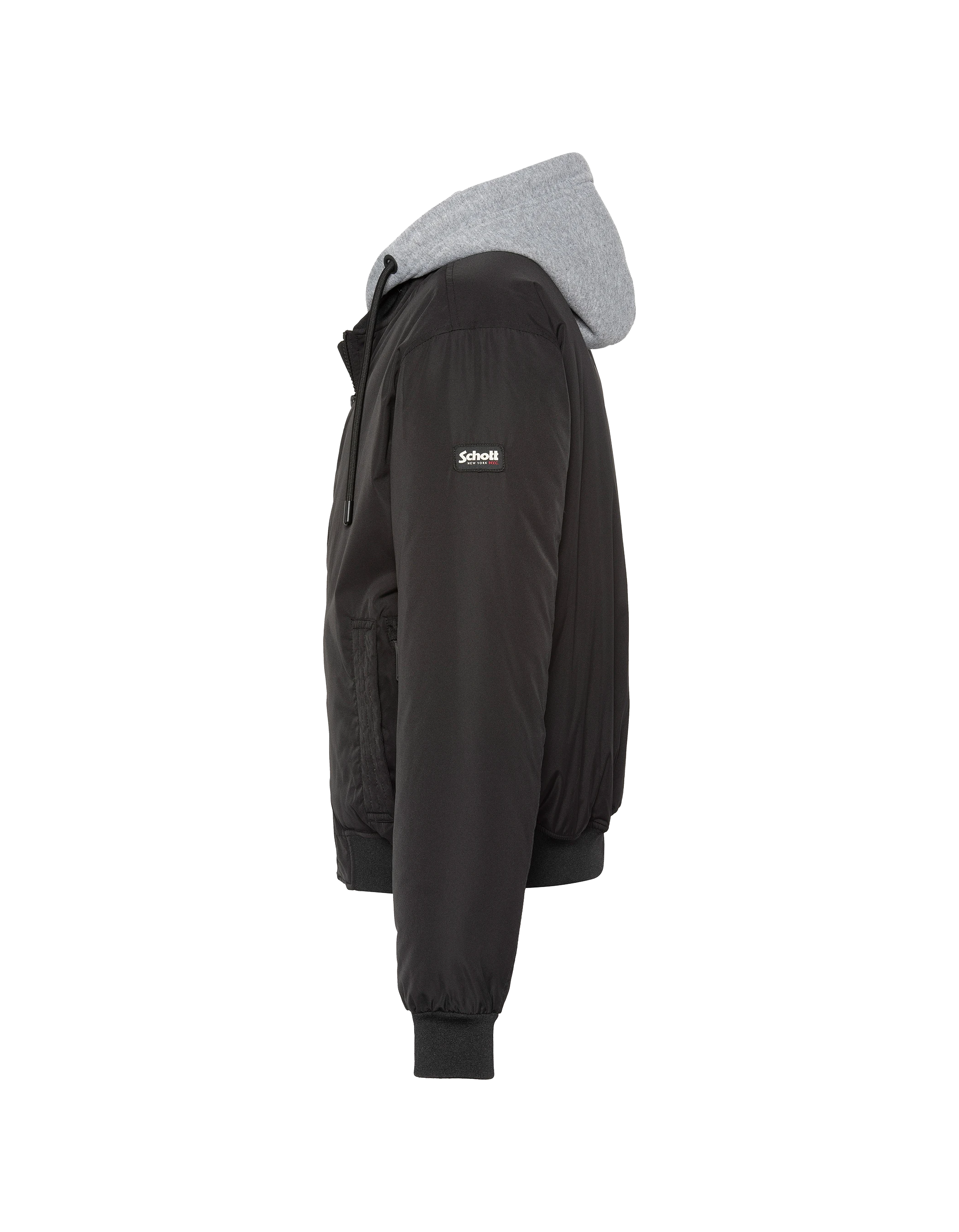 Chaqueta negra con capucha con Plastron extraíble-7