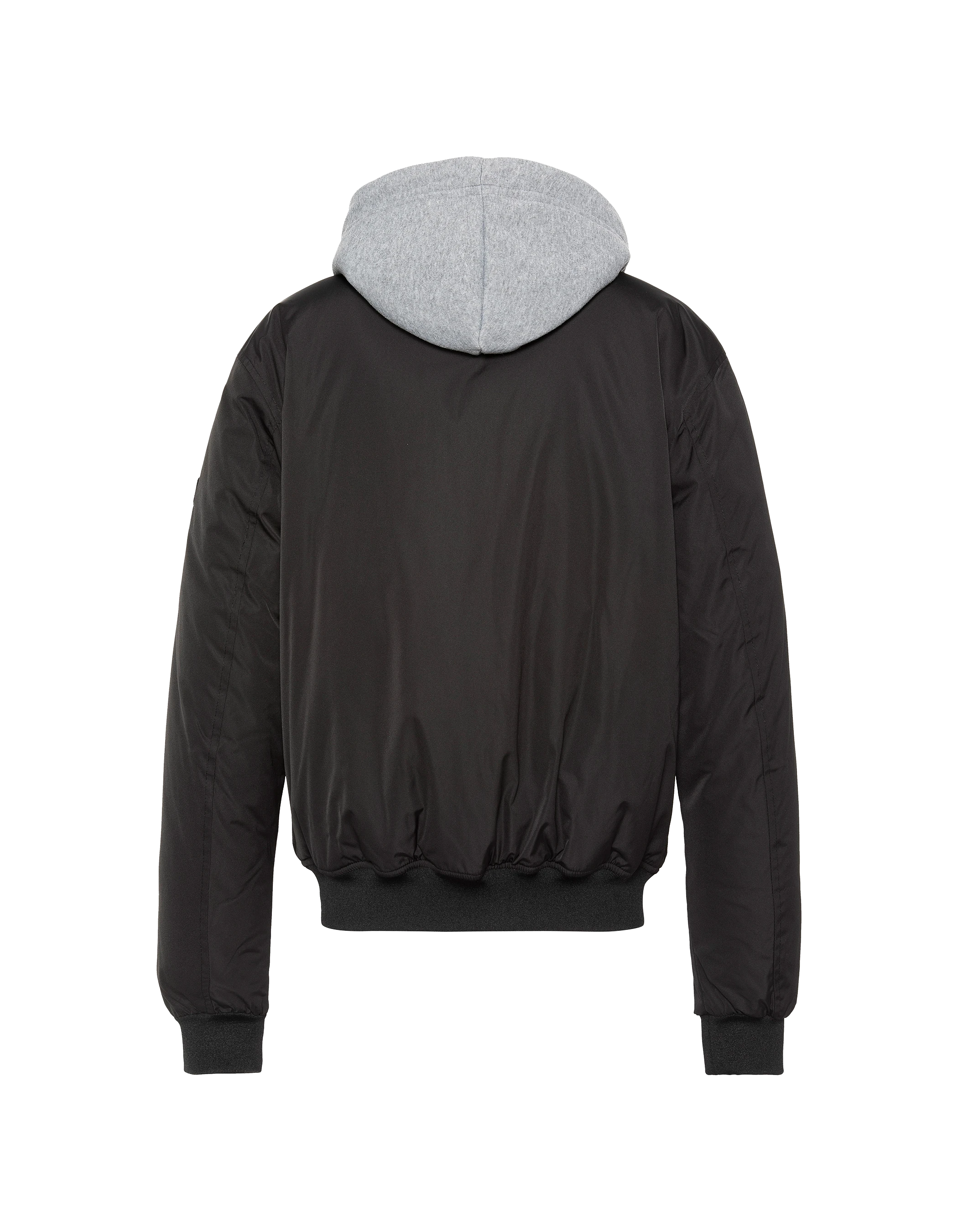 Chaqueta negra con capucha con Plastron extraíble-8