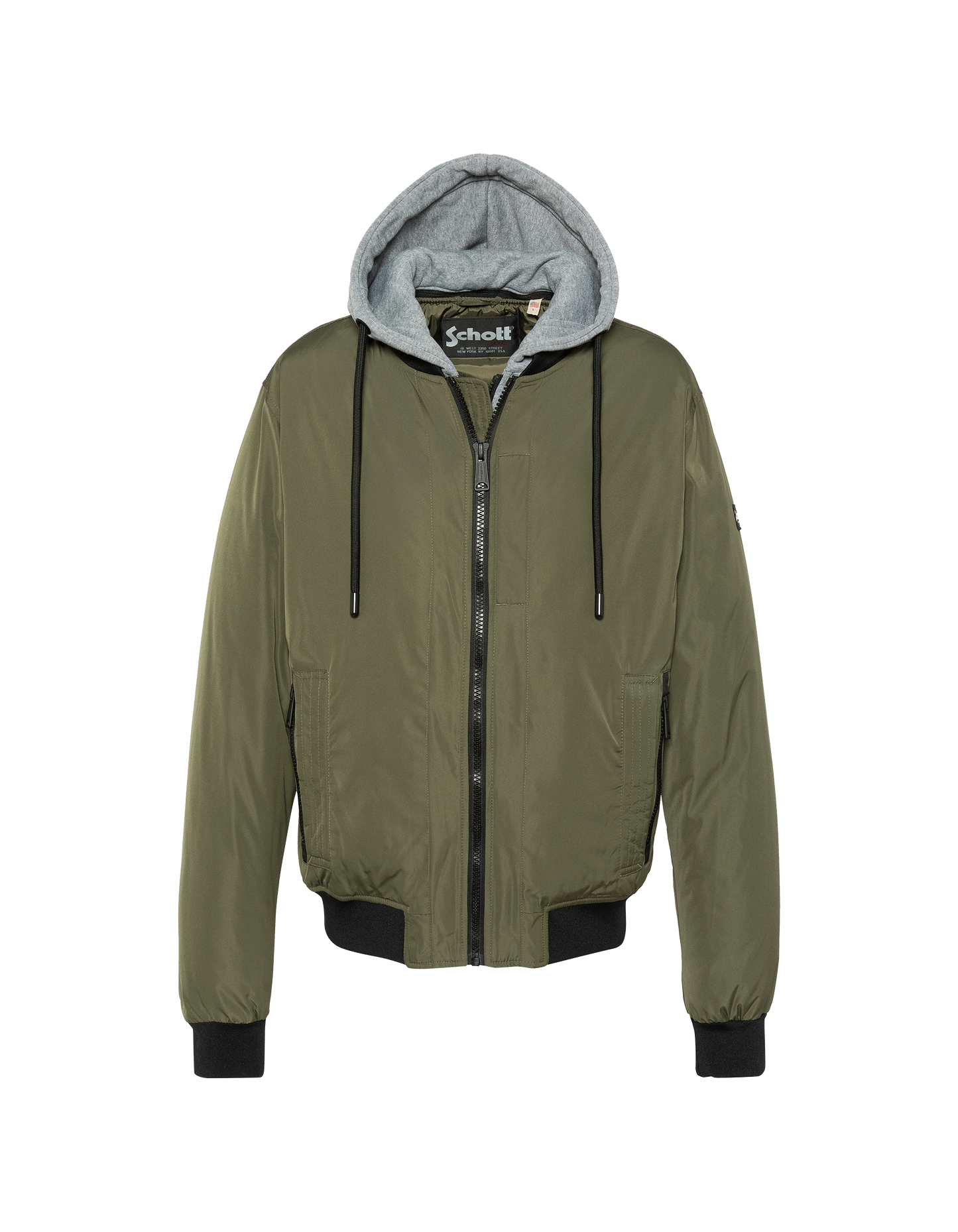 Chaqueta de color caqui con capucha con plastron extraíble