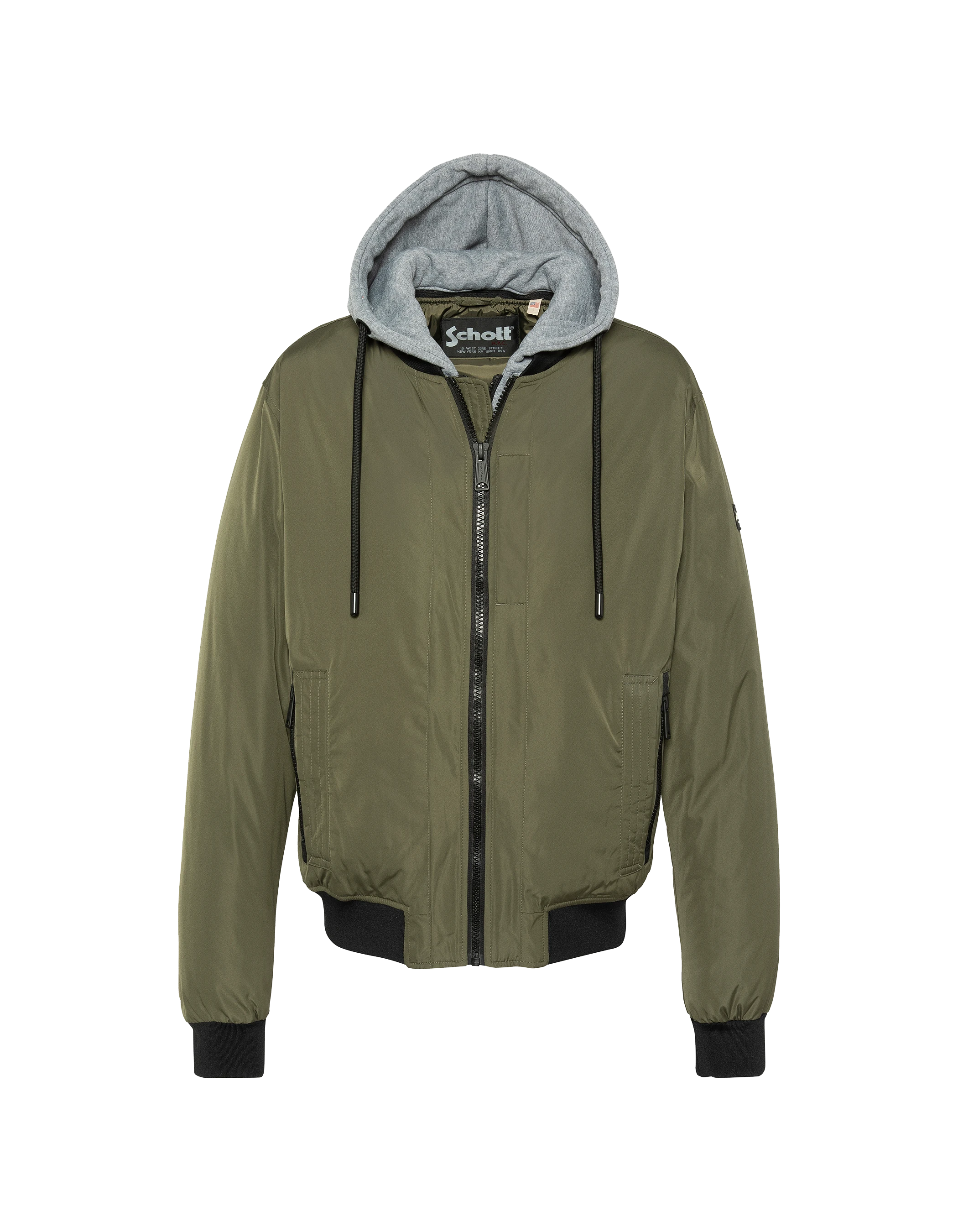 Chaqueta de color caqui con capucha con plastron extraíble-2