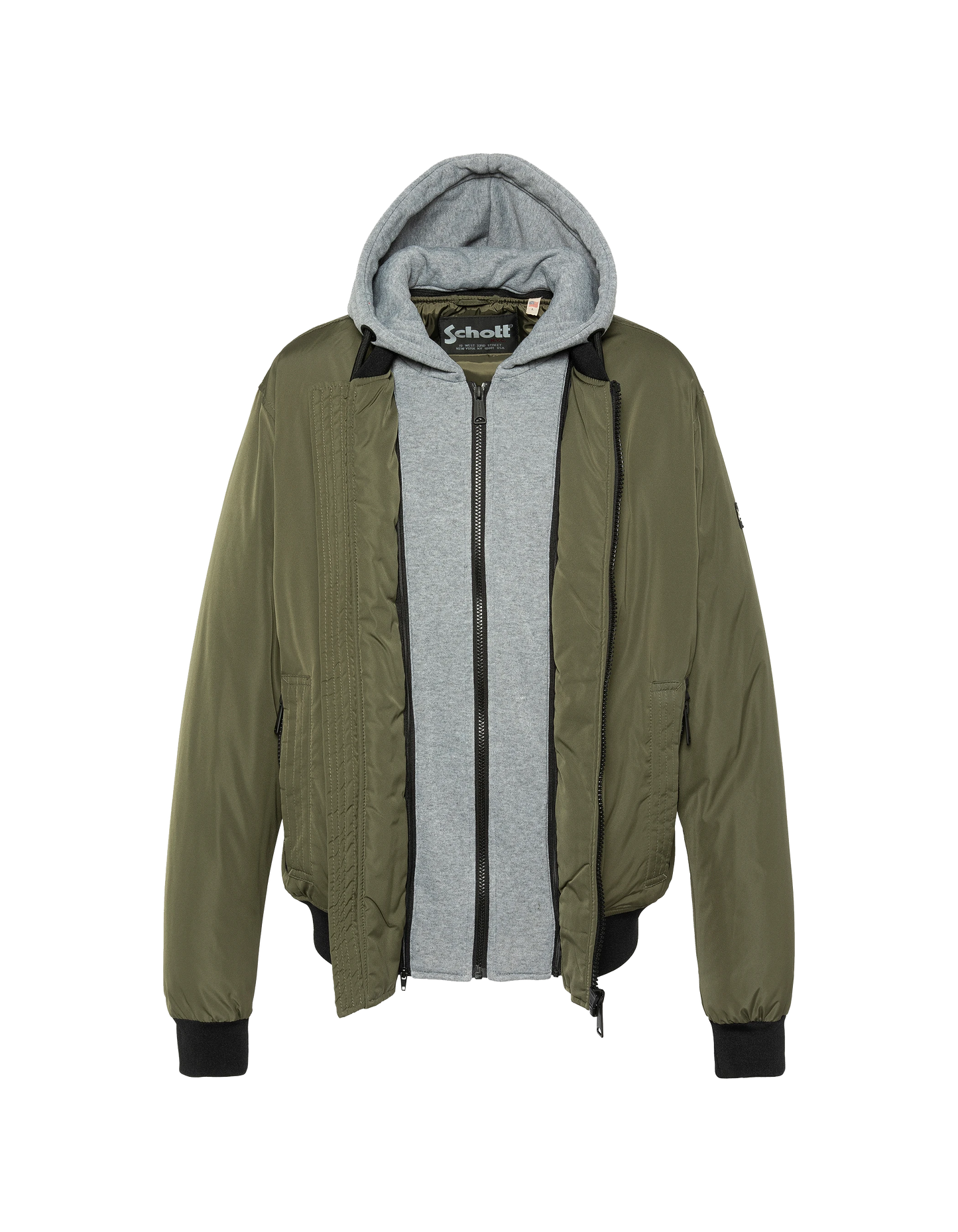 Chaqueta de color caqui con capucha con plastron extraíble