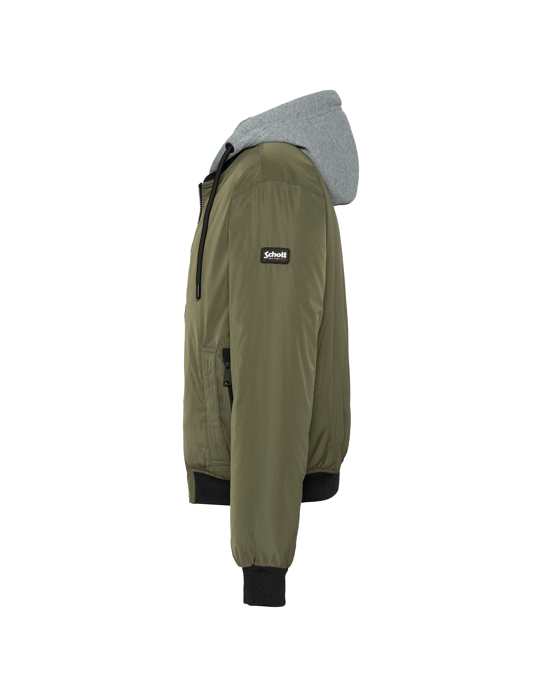 Chaqueta de color caqui con capucha con plastron extraíble-7