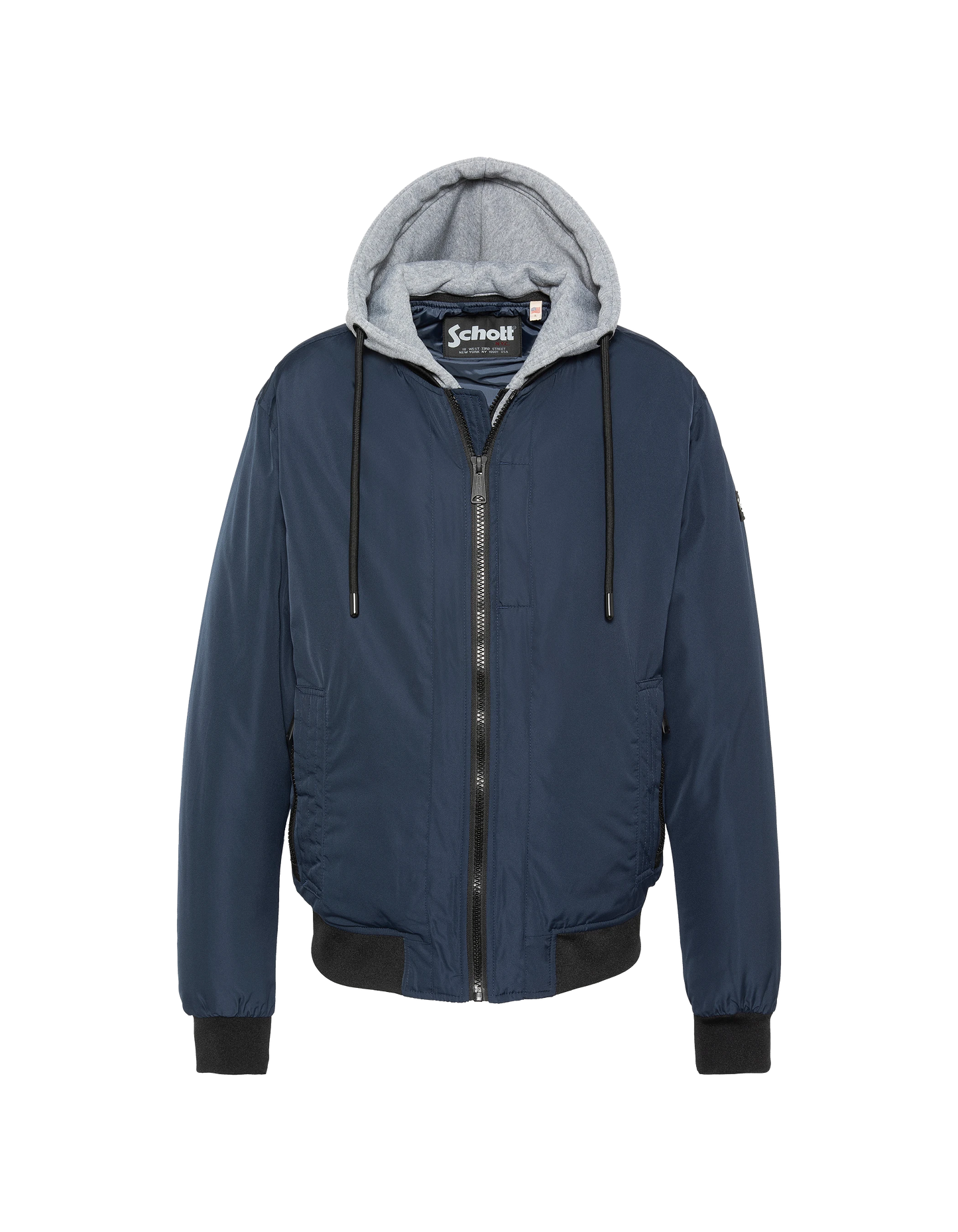 Chaqueta azul marino con capucha con Plastron extraíble