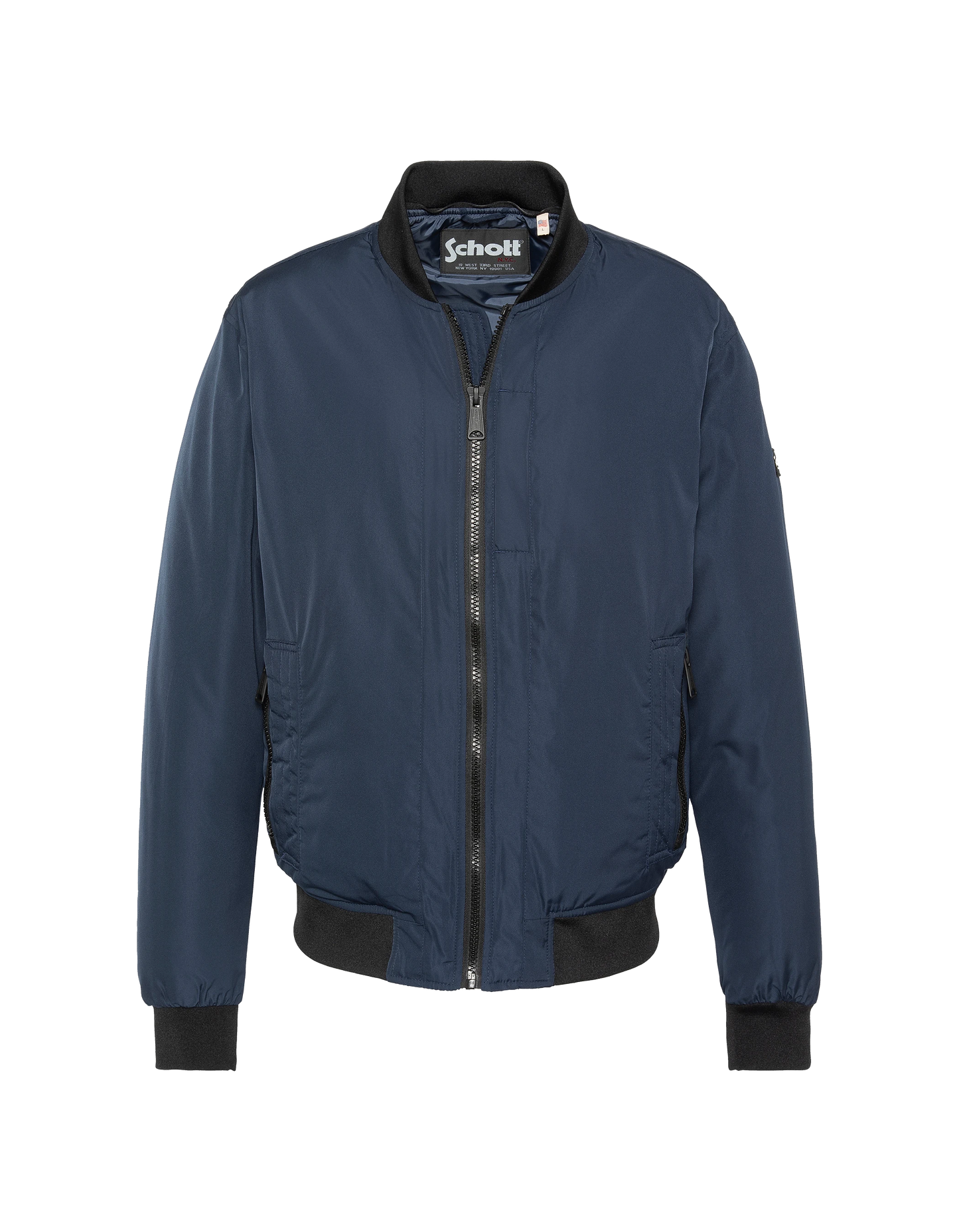 Chaqueta azul marino con capucha con Plastron extraíble