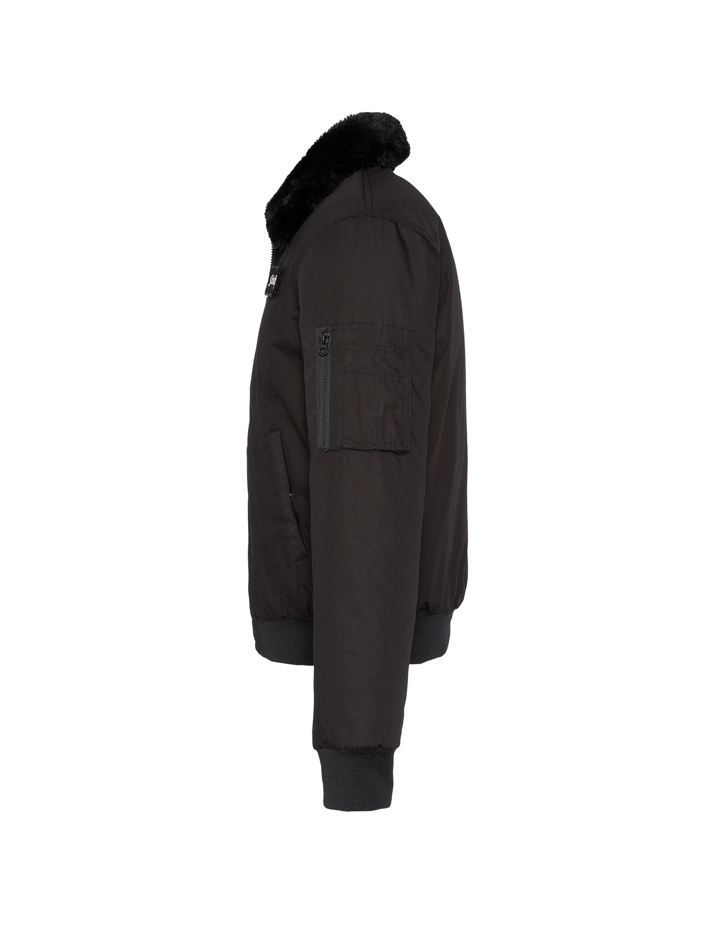 Chaqueta negra con cuello de piel sintética extraíble