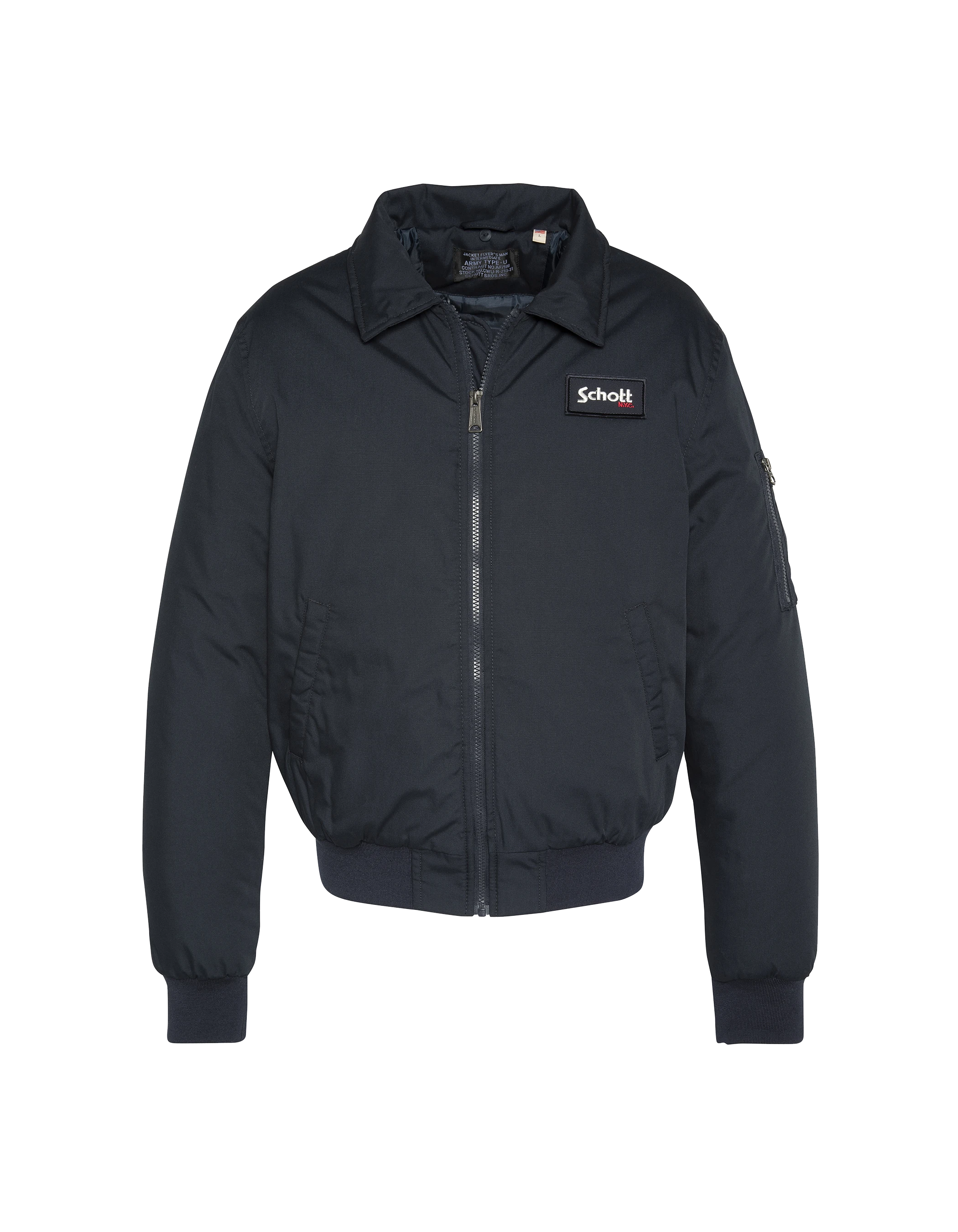 Chaqueta azul marino con cuello de piel sintética extraíble-5