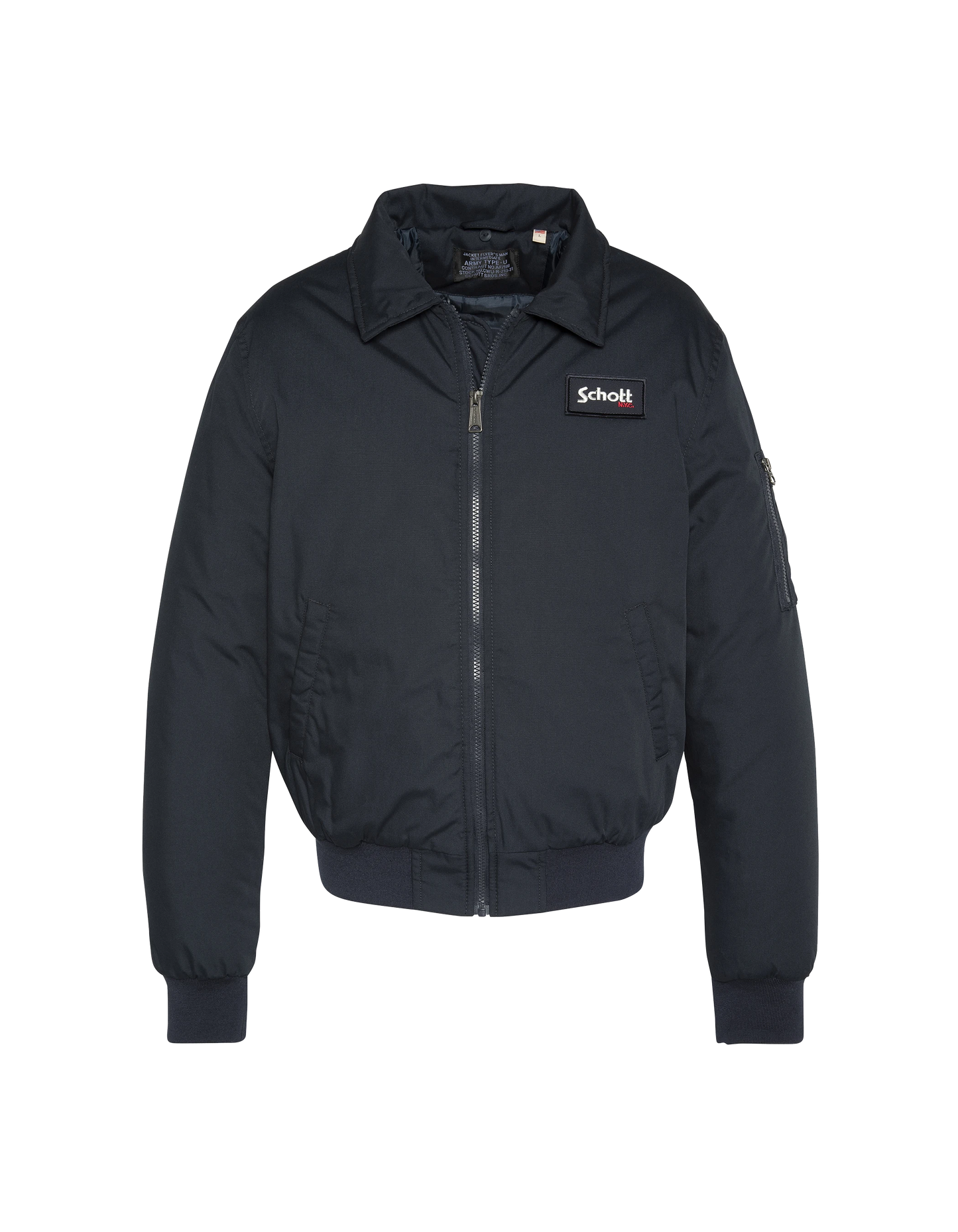 Chaqueta azul marino con cuello de piel sintética extraíble