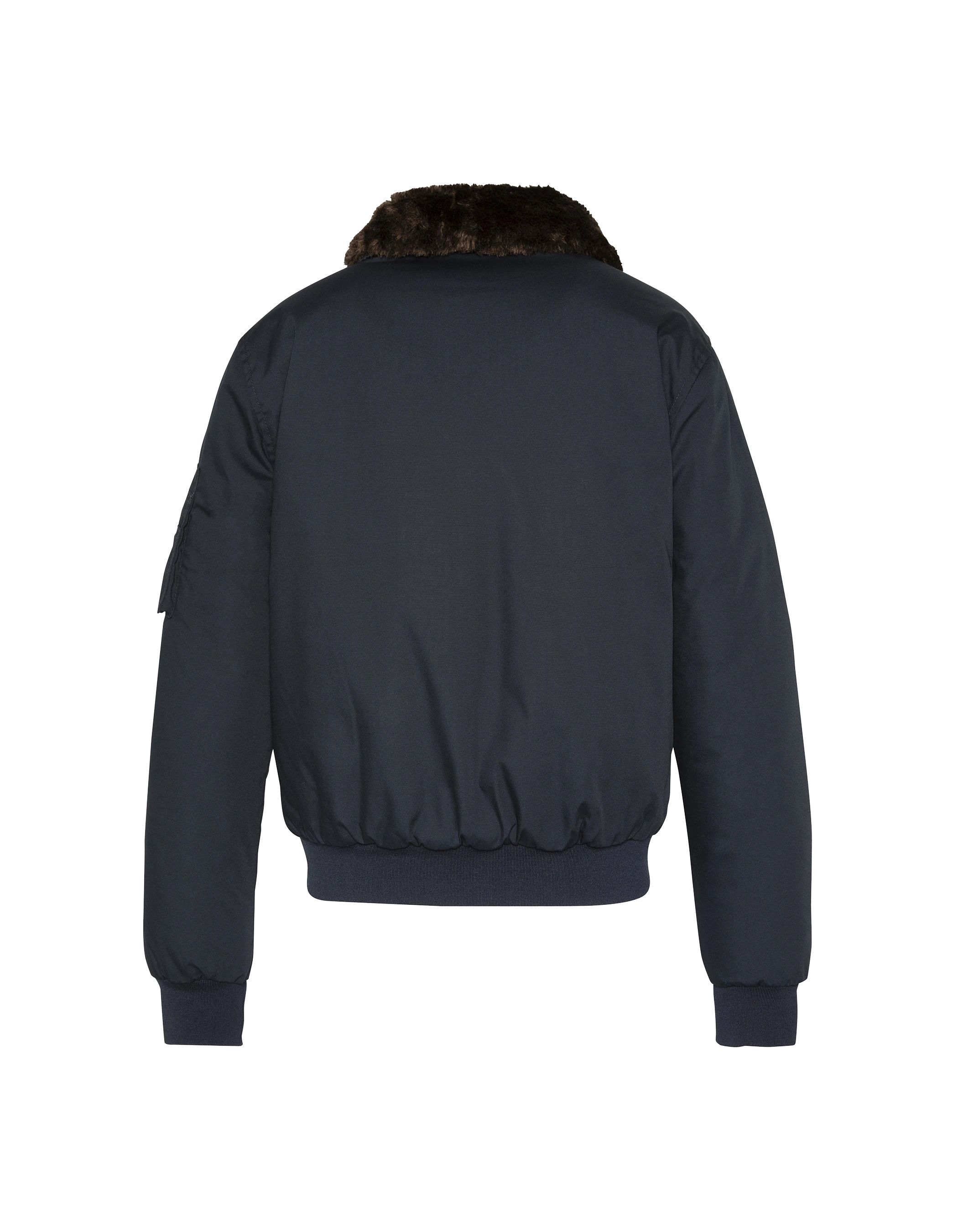 Chaqueta azul marino con cuello de piel sintética extraíble-7