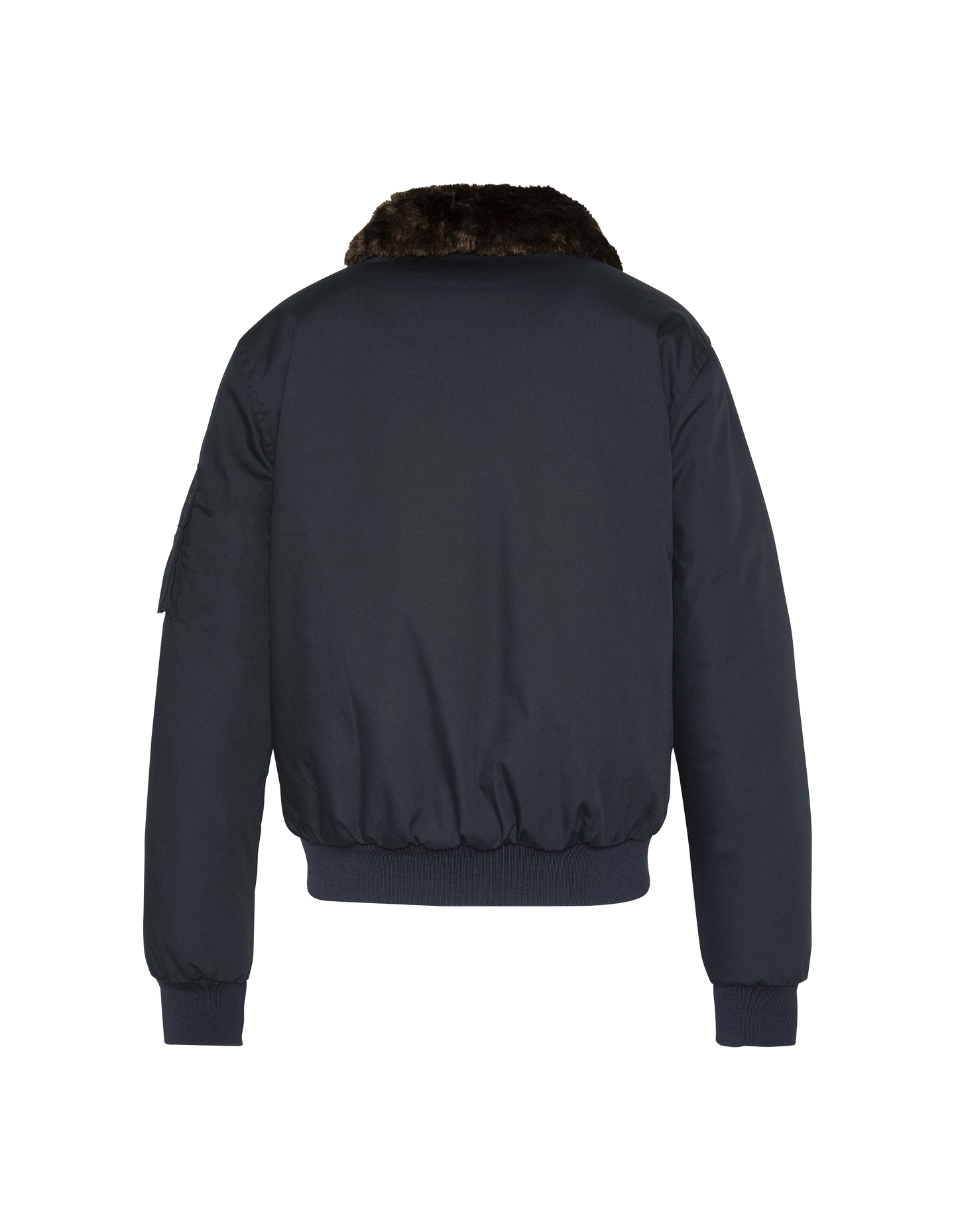 Chaqueta azul marino con cuello de piel sintética extraíble