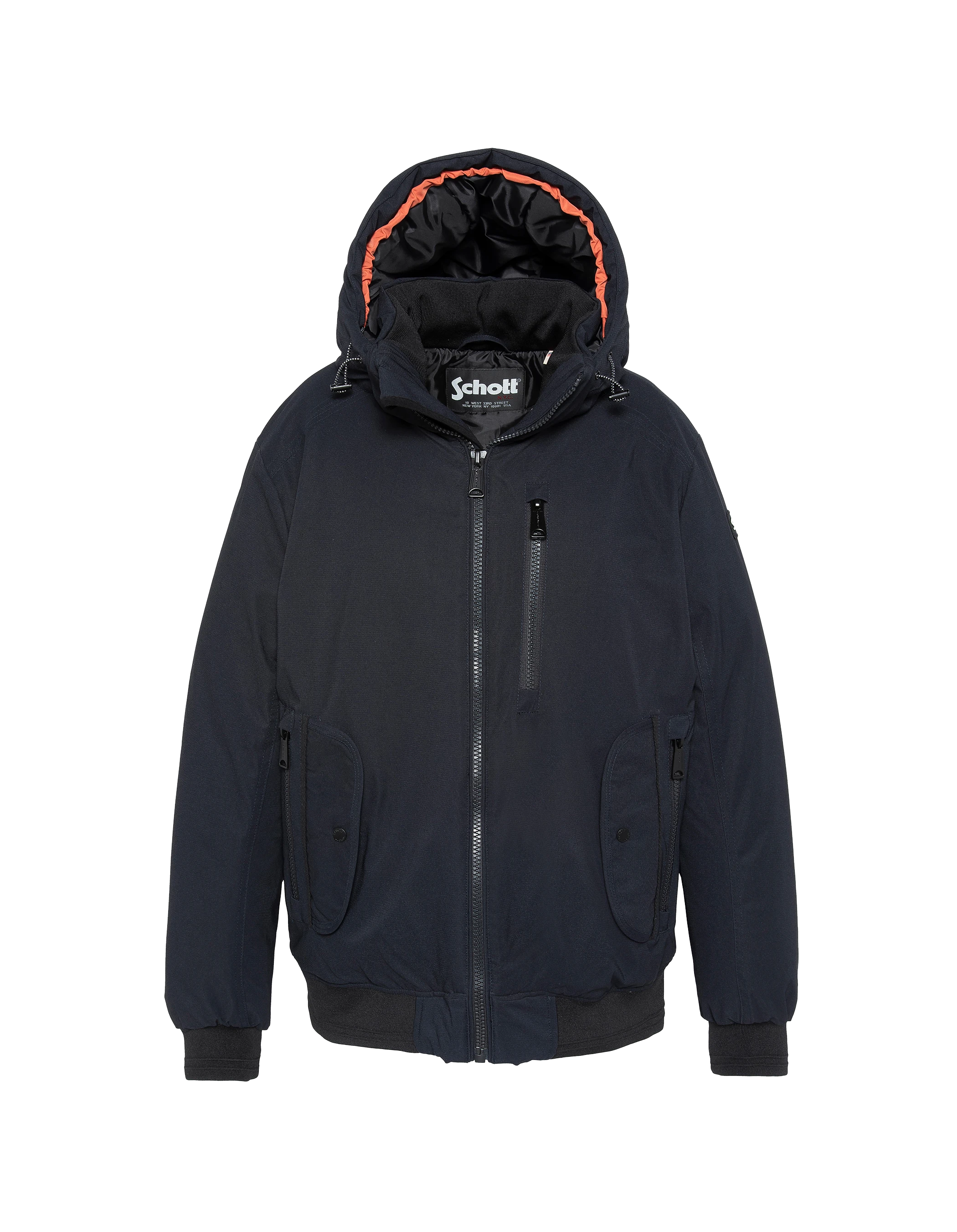 Chaqueta azul marino con capucha con Plastron extraíble-2