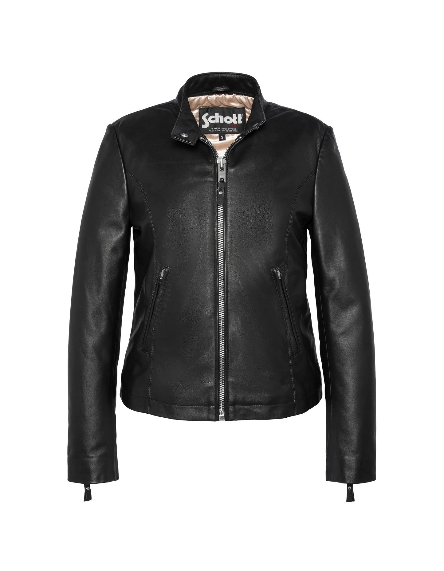 Chaqueta de motociclista negro, cuero de cordero