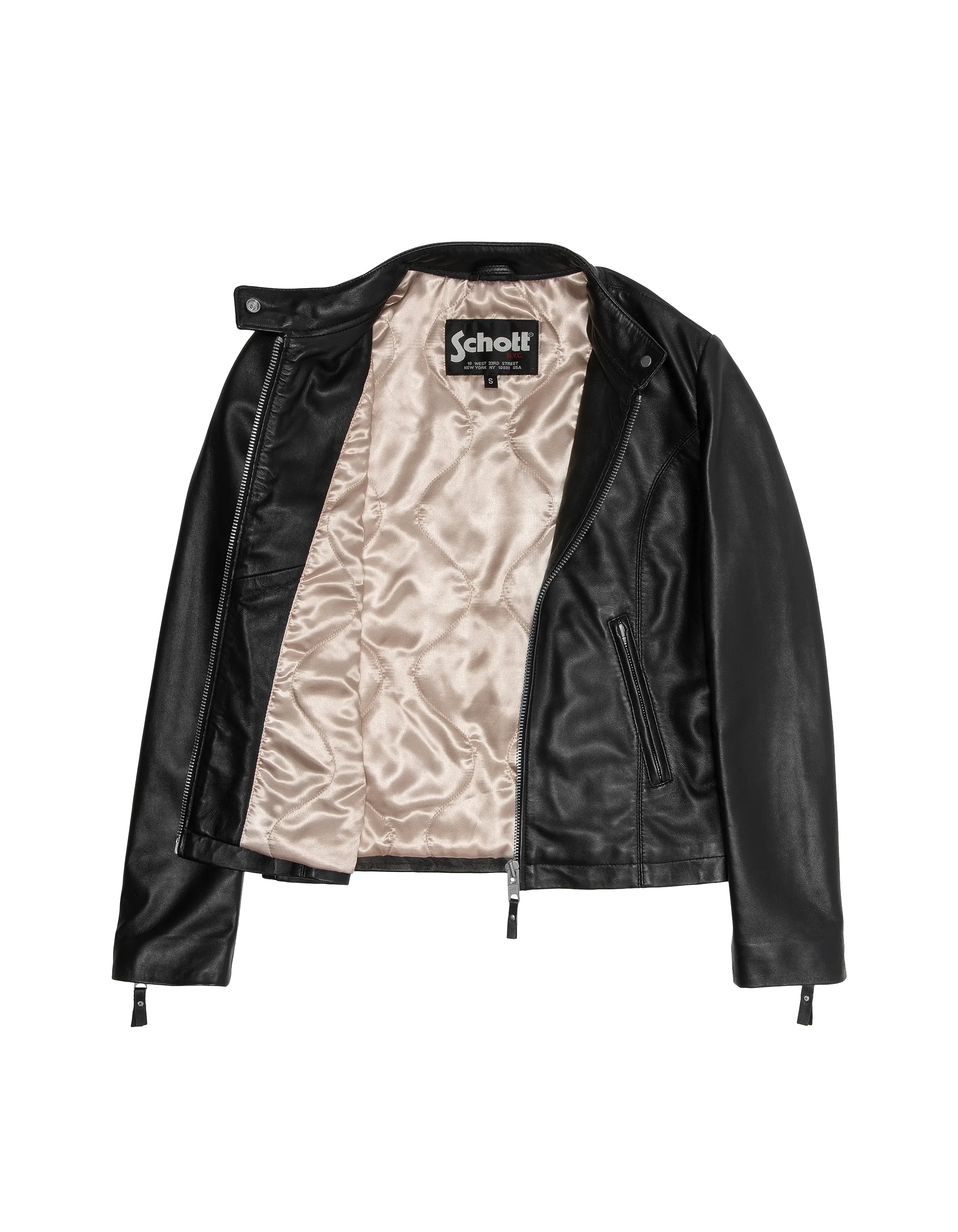 Chaqueta de motociclista negro, cuero de cordero-4