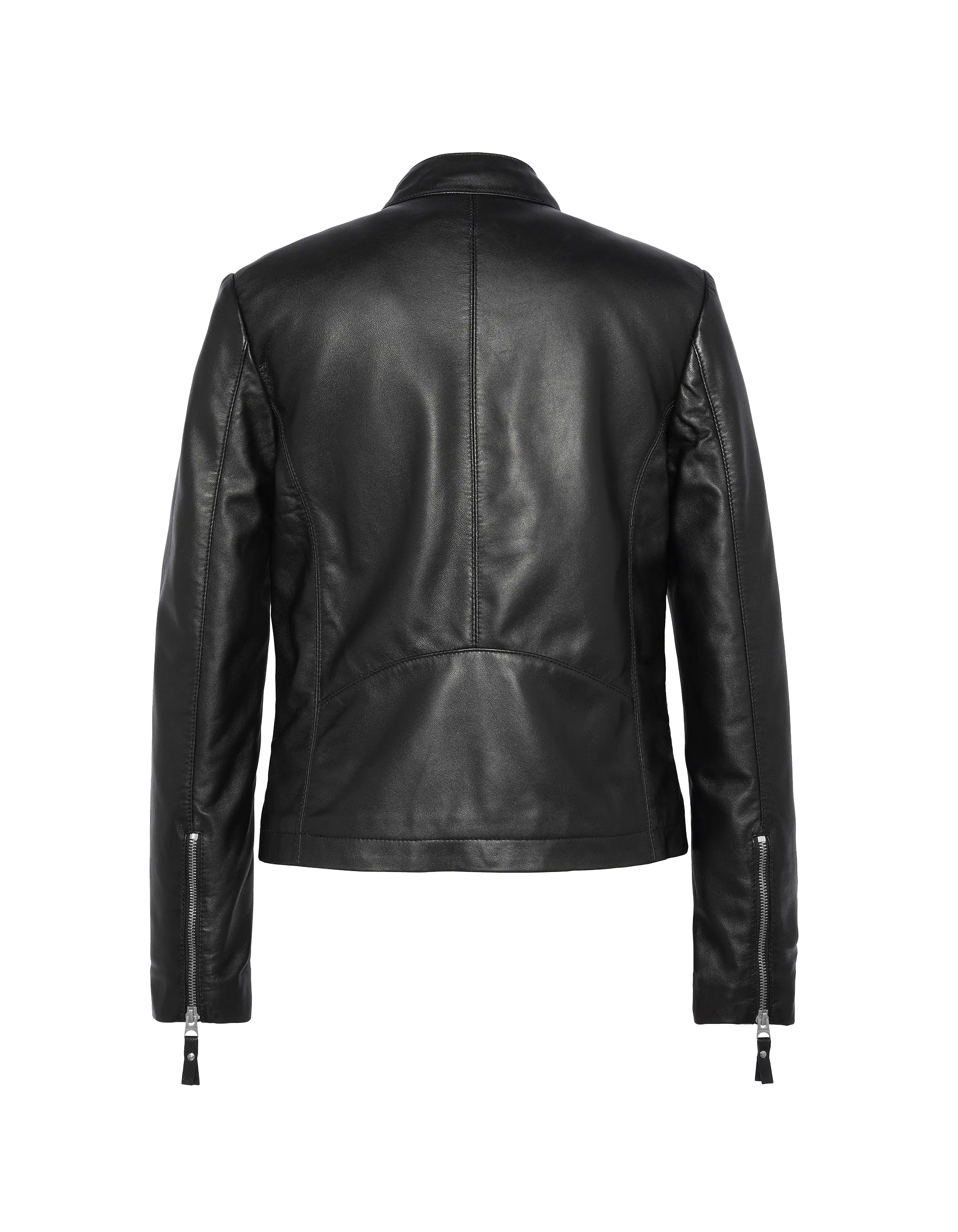 Chaqueta de motociclista negro, cuero de cordero-2