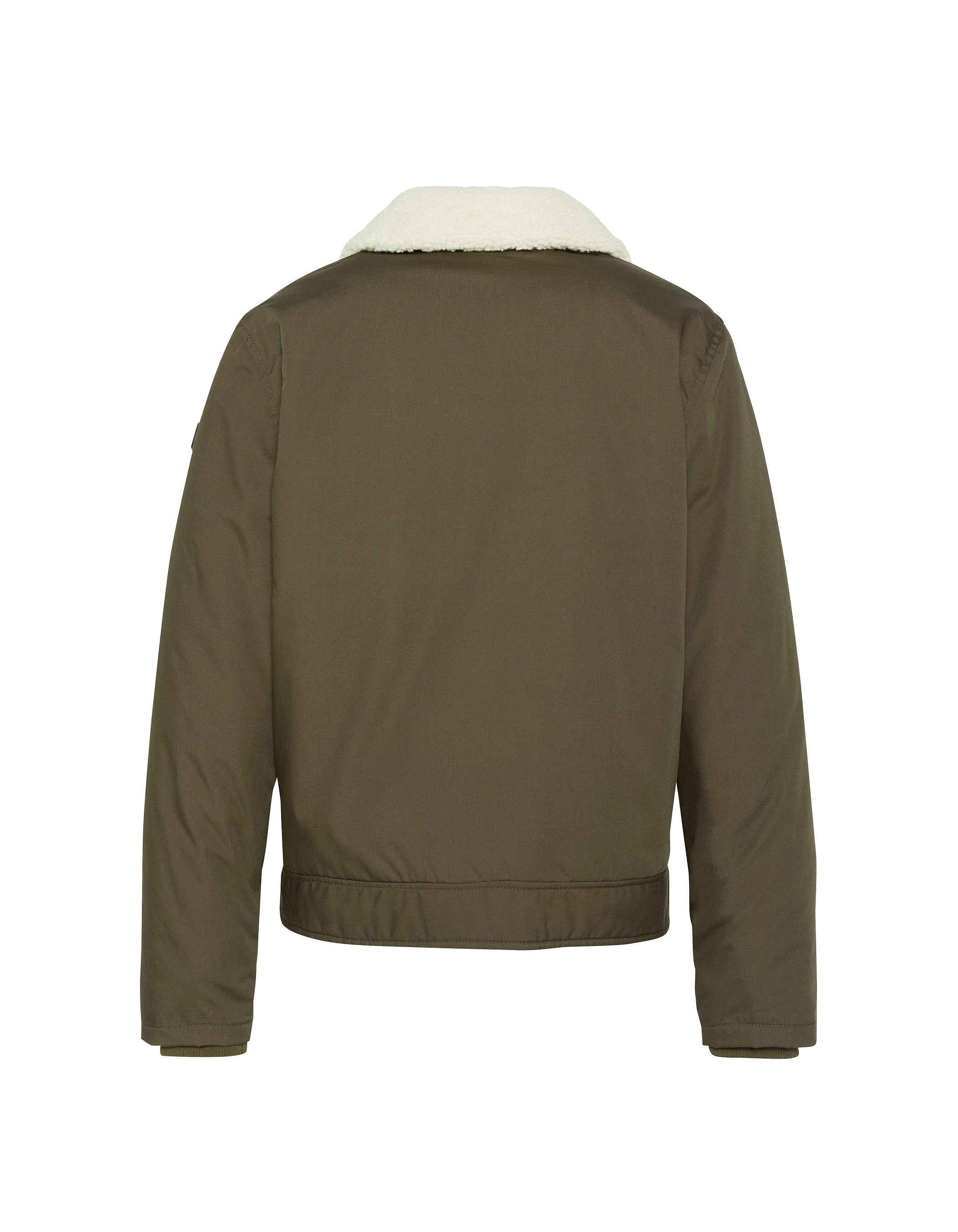 Chaqueta de color caqui con collar de sherpa extraíble-2