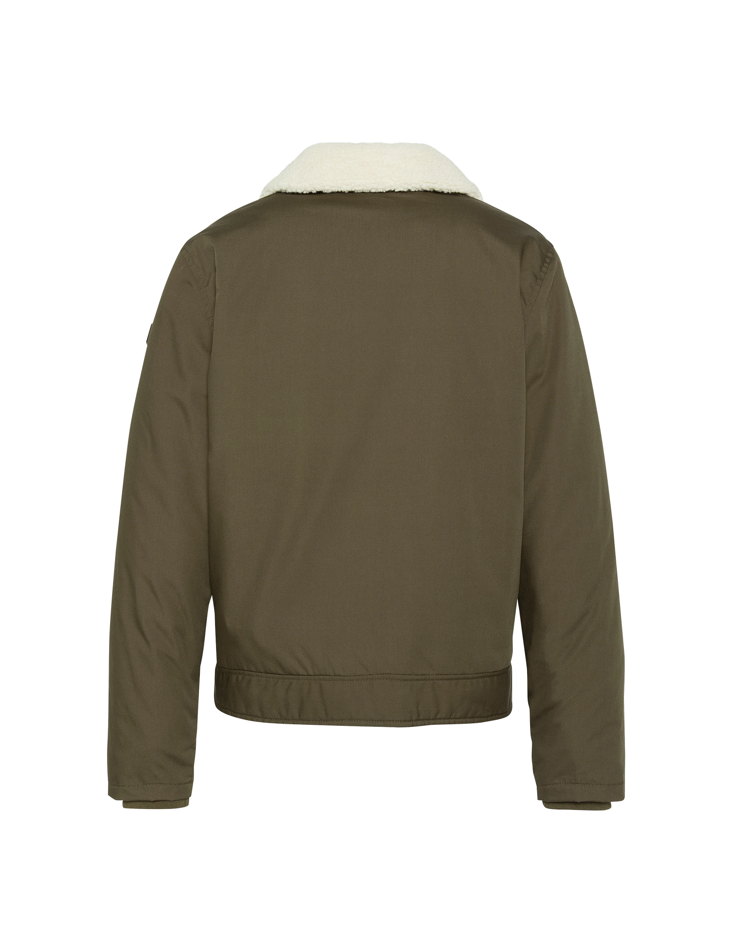 Chaqueta de color caqui con collar de sherpa extraíble